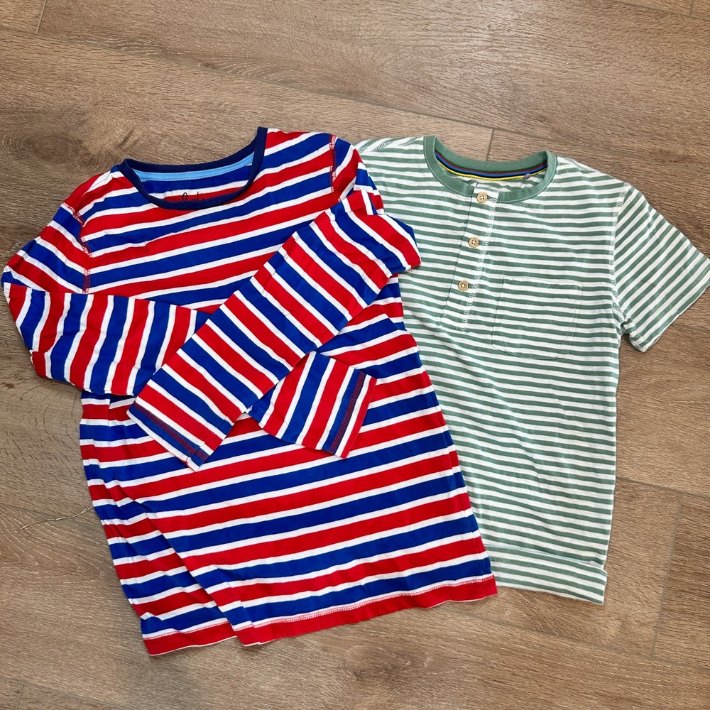 Boden Boys Striped Shirt Bundle Long Sleeve Crew Neck Short Sleeve Henley 11-12Y